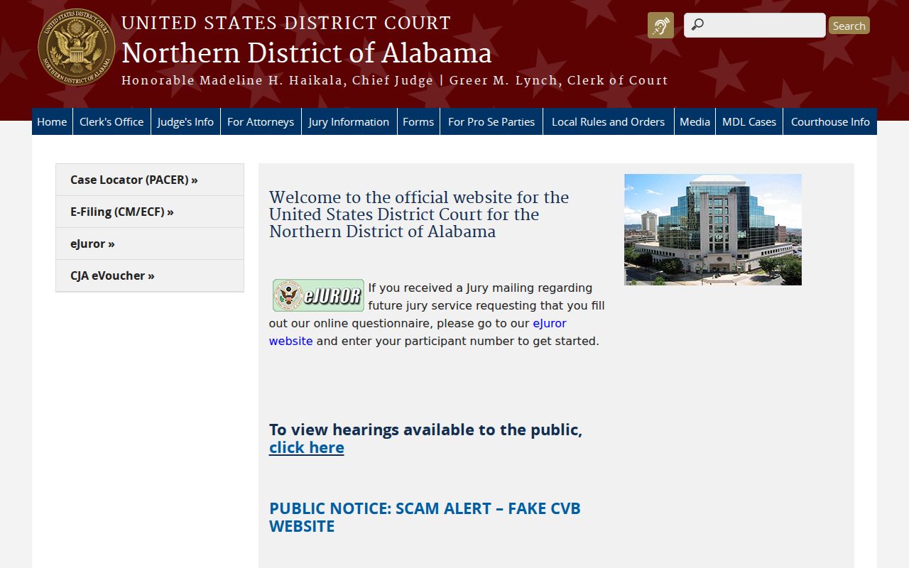Tallapoosa County court dates comparison with federal court calendars