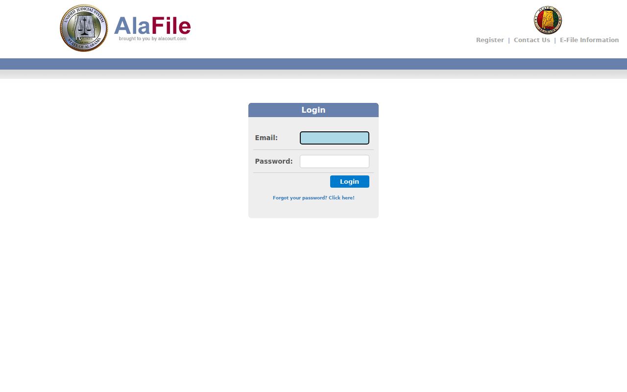 Tallapoosa County case lookup AlaFile registration portal