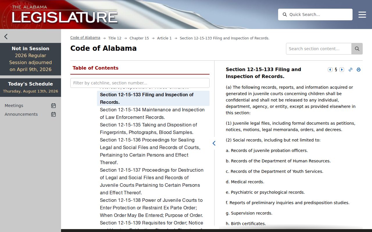 Tallapoosa County case lookup juvenile access law