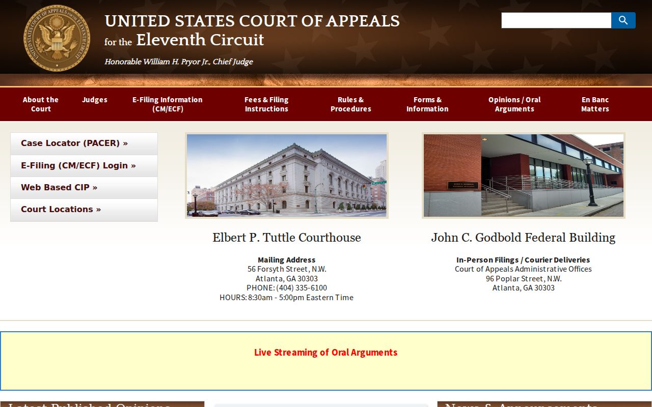 New Site court docket compared with Eleventh Circuit federal records