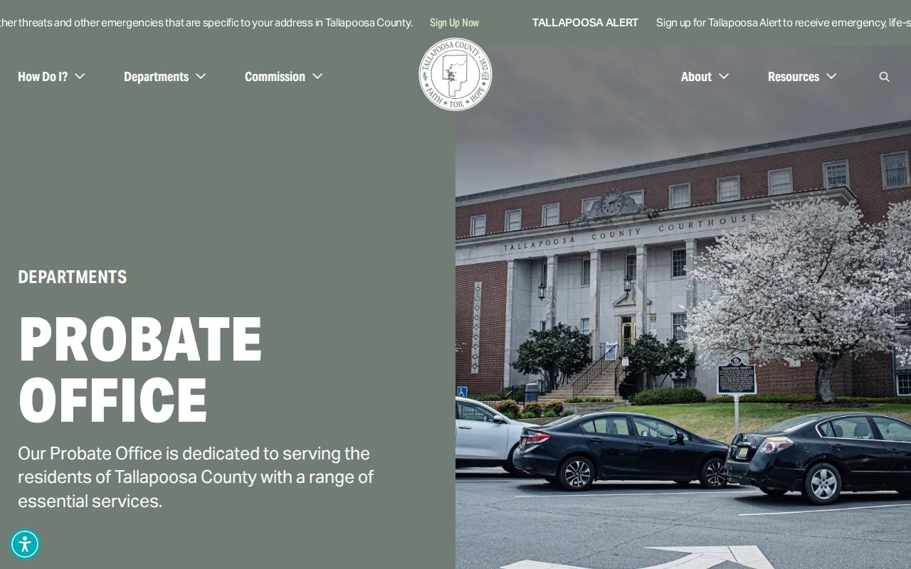 Tallassee docket search and separate Tallapoosa County probate channel